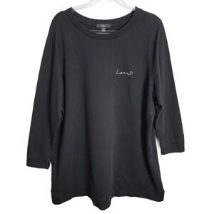 Ellos Womens Plus Size 22/24 Black Love Heart‎ Graphic Tunic Sweatshirt